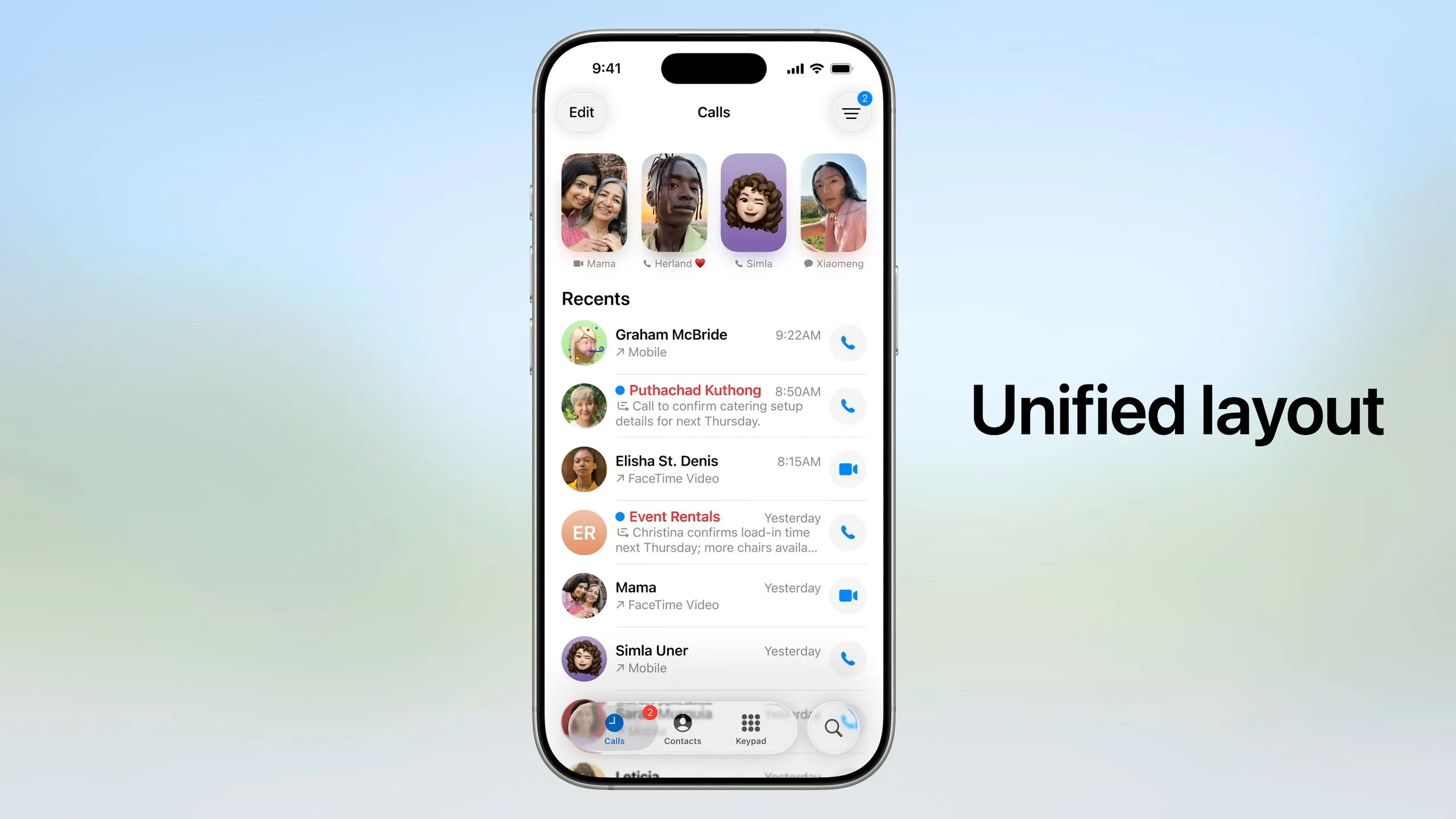 Giao diện được làm mới của ứng dụng Điện thoại trên iOS 26