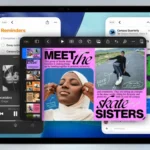 Hình ảnh giao diện iPadOS 26 hiển thị nhiều cửa sổ ứng dụng với kích thước và vị trí khác nhau