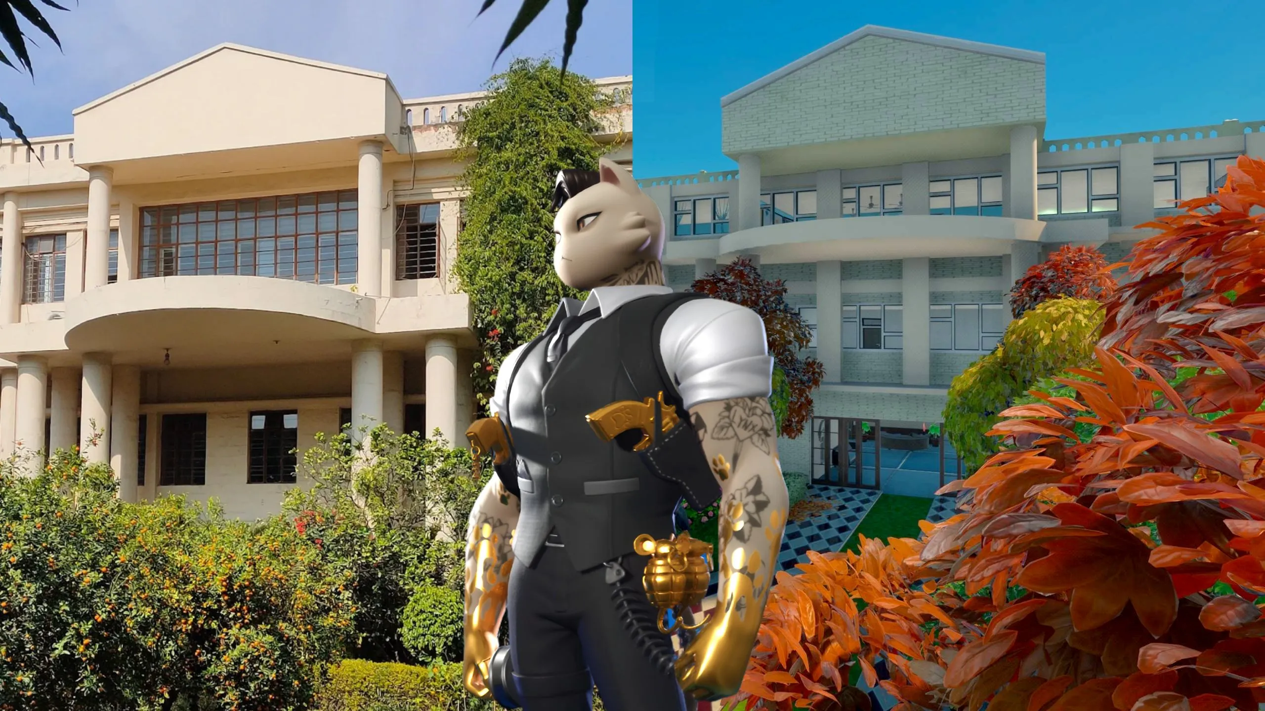 Trường trung học được tái tạo trong Fortnite, minh họa game hiện đại đòi hỏi hiểu biết sâu sắc về meta