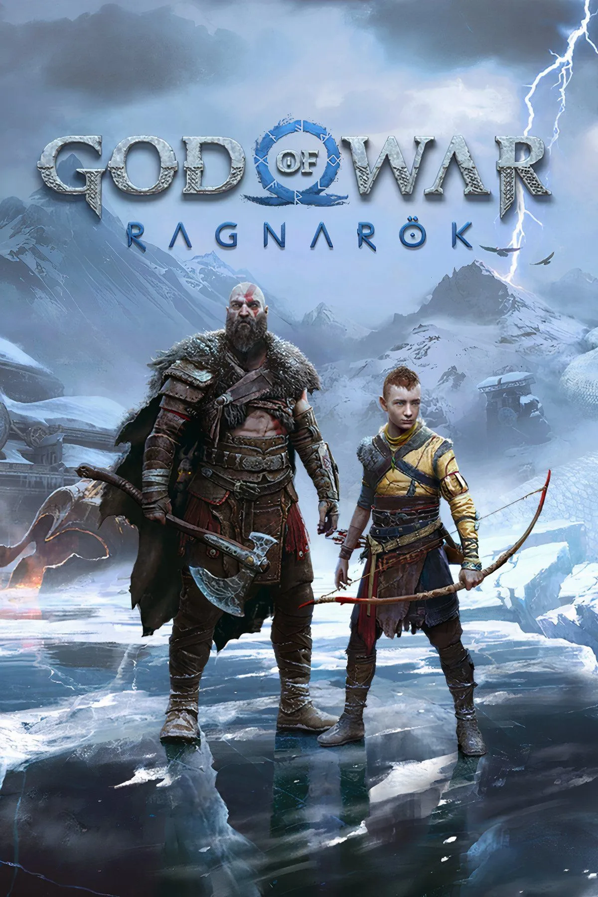 Tyr và Kratos cùng Atreus trong một cảnh game God of War Ragnarok, minh họa cho sự hiện diện ban đầu của Tyr.