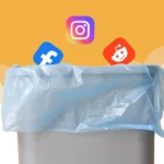 Biểu tượng mạng xã hội rơi vào thùng rác thể hiện việc kiểm soát thời gian sử dụng