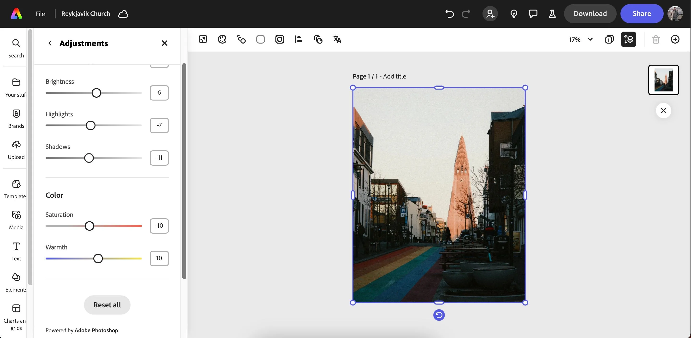 Chỉnh sửa ảnh trong ứng dụng Adobe Express với các công cụ đơn giản