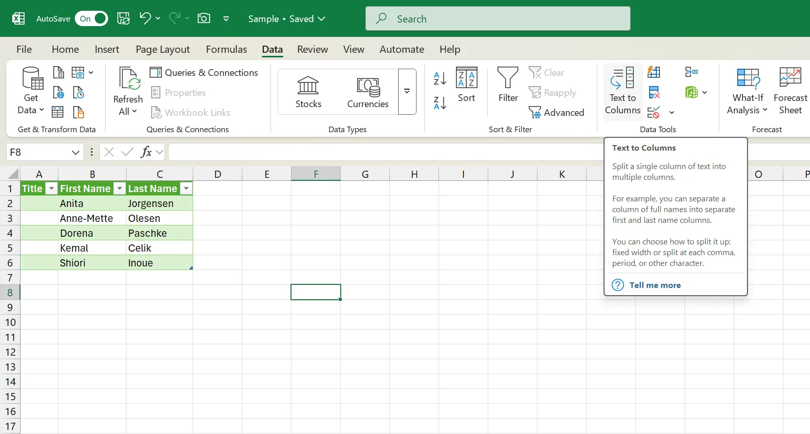 Chức năng Chuyển văn bản thành cột trong Microsoft Office