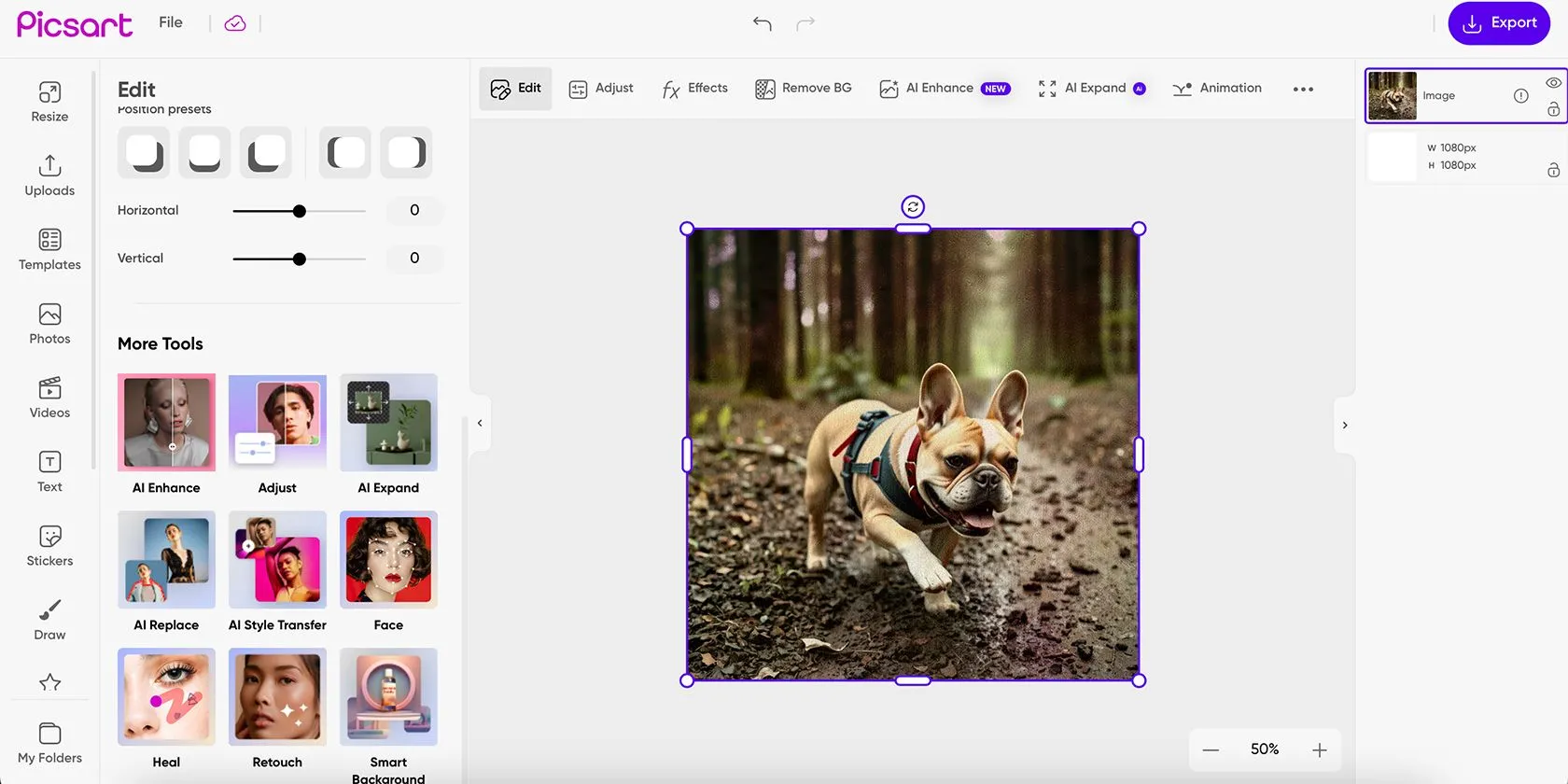 Công cụ tạo ảnh AI của Picsart đang được sử dụng