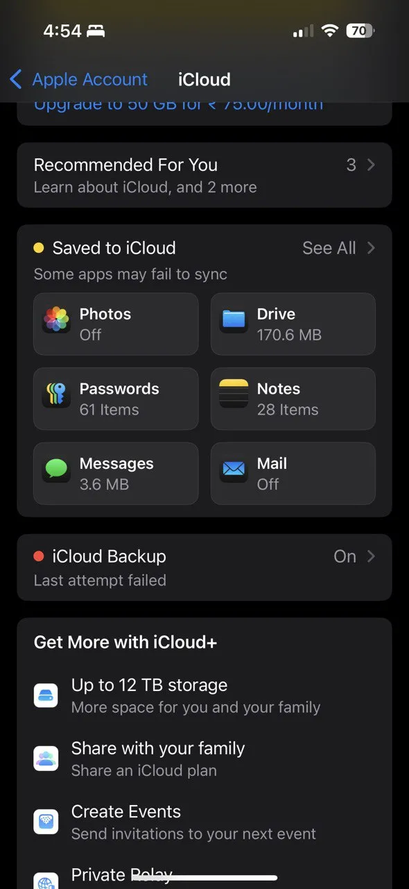 Danh sách các ứng dụng đang sử dụng dung lượng iCloud, cho phép người dùng xem và quản lý dữ liệu lưu trữ từ từng ứng dụng.