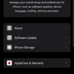 Giao diện Cài đặt chung trên iPhone, bước đầu tiên để kiểm tra dung lượng Apple Intelligence