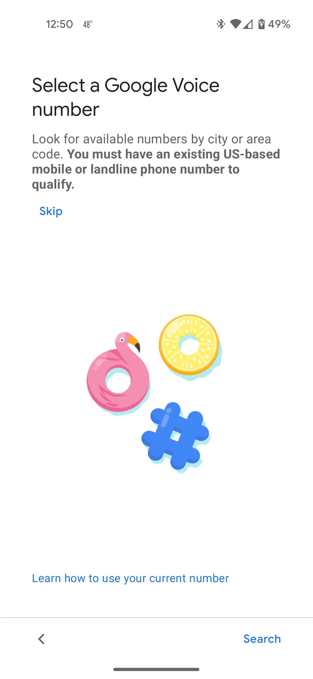 Giao diện lựa chọn số Google Voice mới để sử dụng dịch vụ