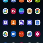 Màn hình ứng dụng Samsung với tùy biến Home Up của Good Lock, hiển thị các biểu tượng ứng dụng nhỏ hơn và không nhãn.