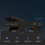 Menu tùy chọn trên trình duyệt Edge Android