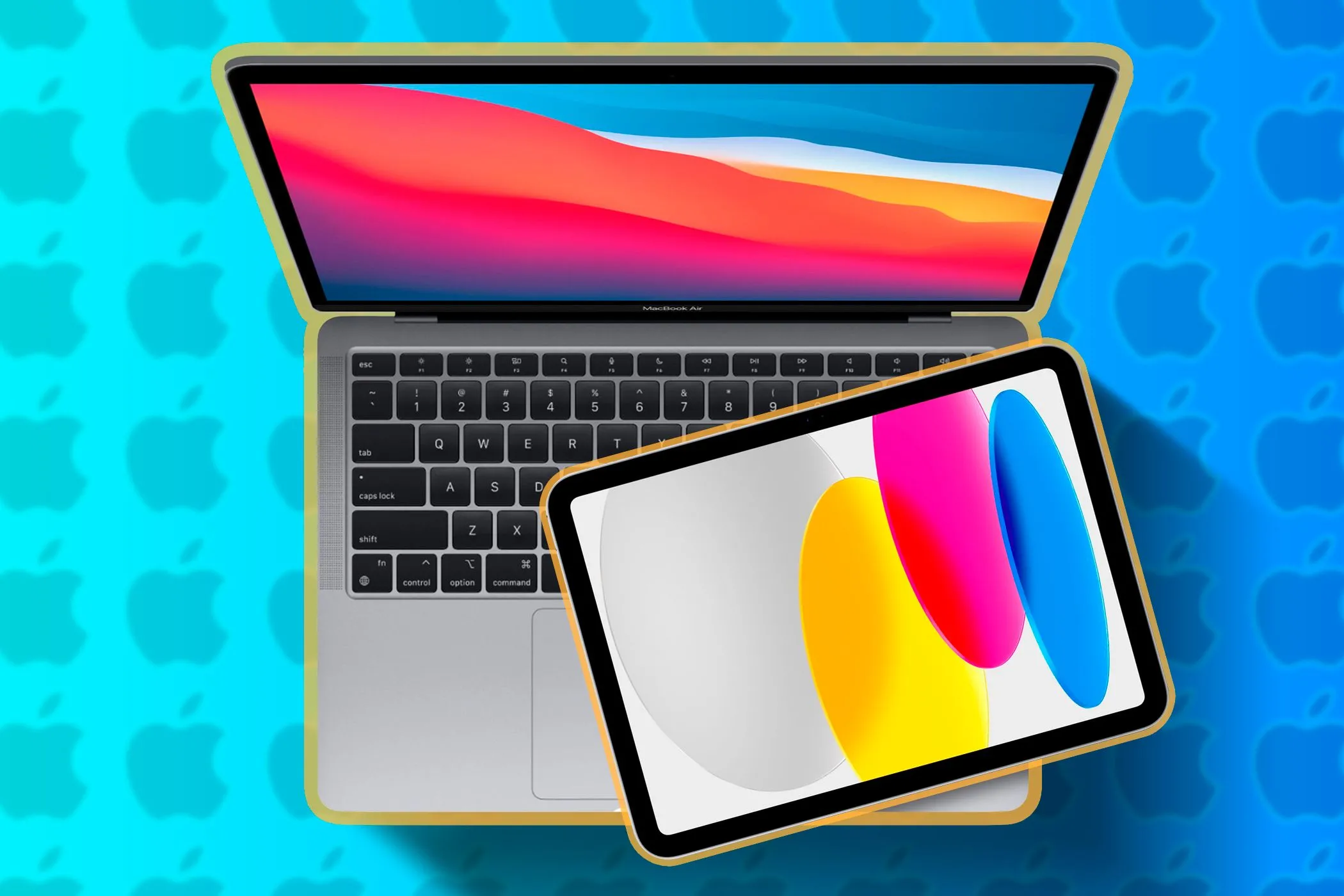 So sánh kích thước giữa MacBook và iPad đặt cạnh nhau