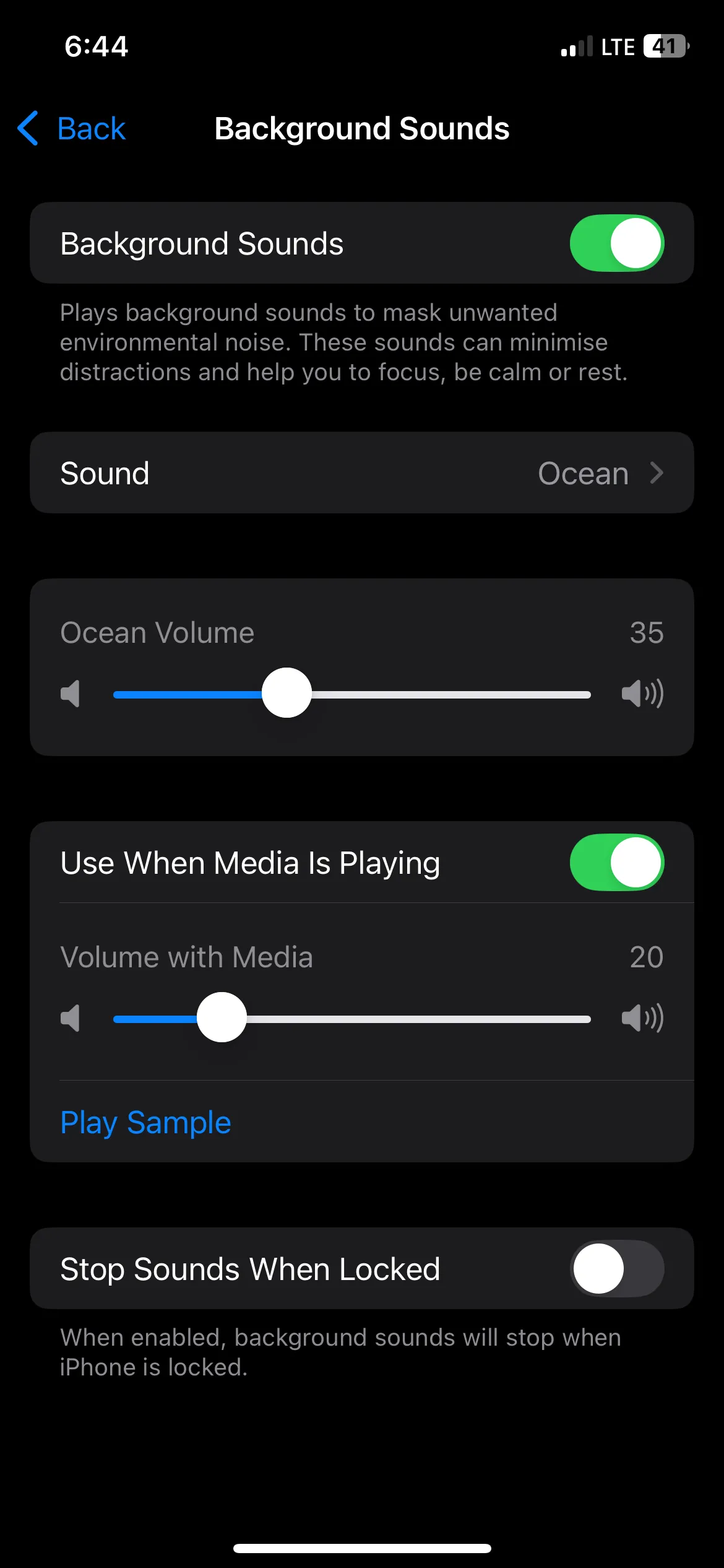 Âm thanh nền được đổi sang Đại dương trên iPhone