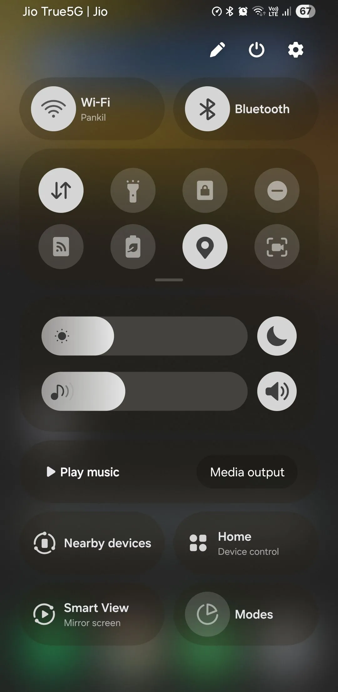 Bảng cài đặt nhanh mặc định trên Samsung One UI 7