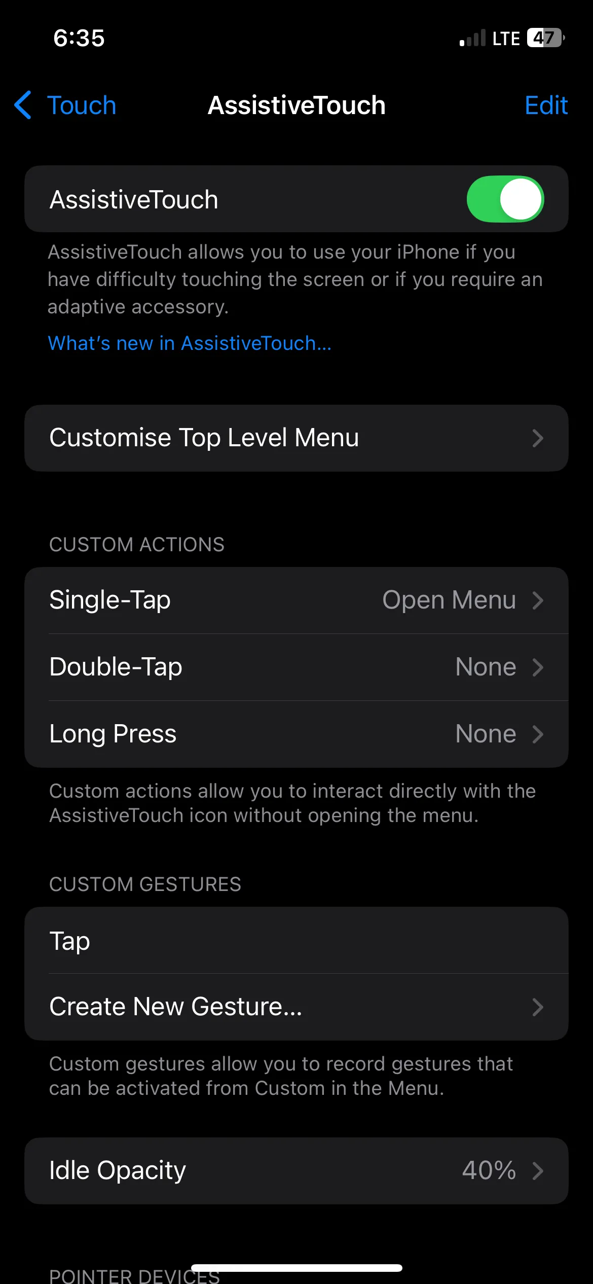Bật AssistiveTouch trong cài đặt trên iPhone