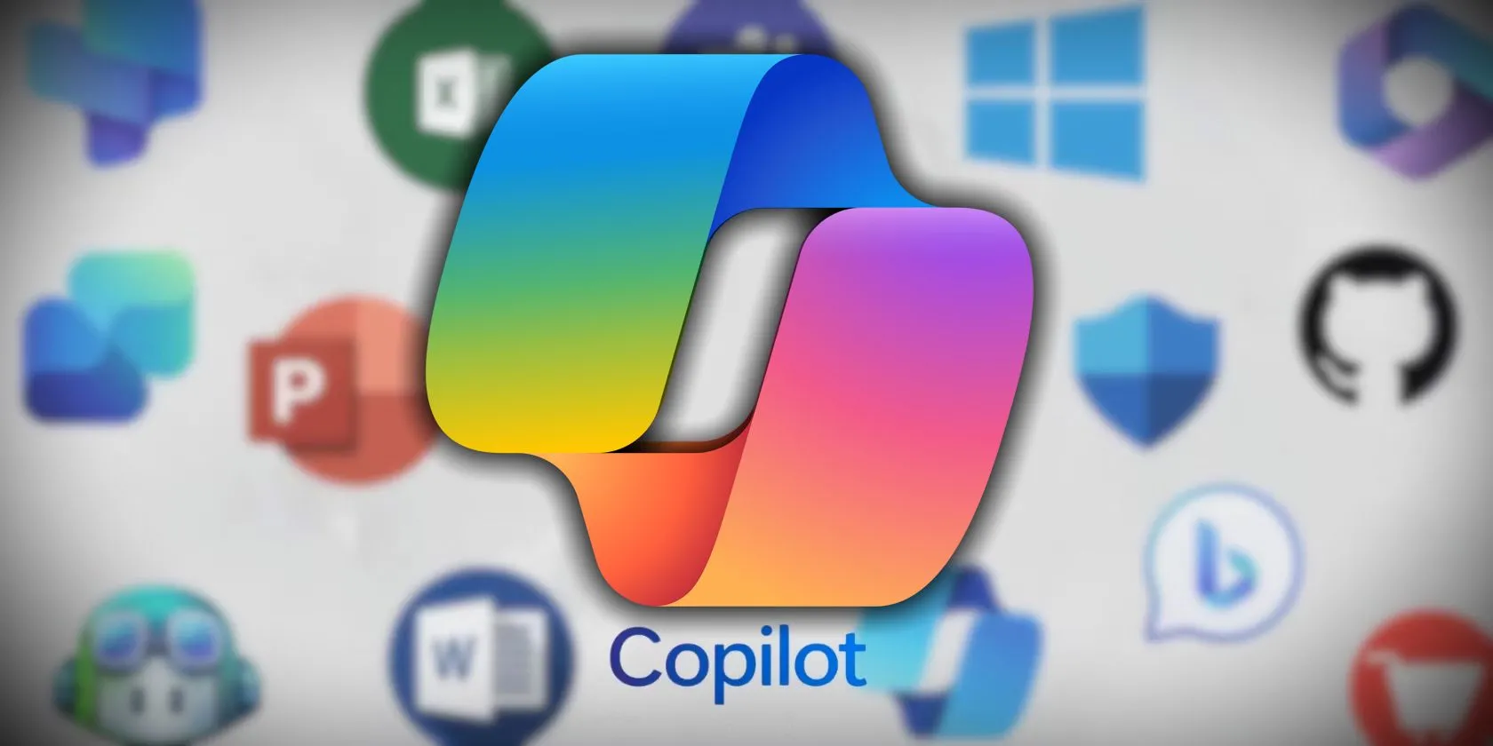 Biểu tượng Microsoft Copilot nổi bật trên nền các ứng dụng Microsoft, minh họa một trong những công cụ AI trọng tâm được đào tạo tại sự kiện.