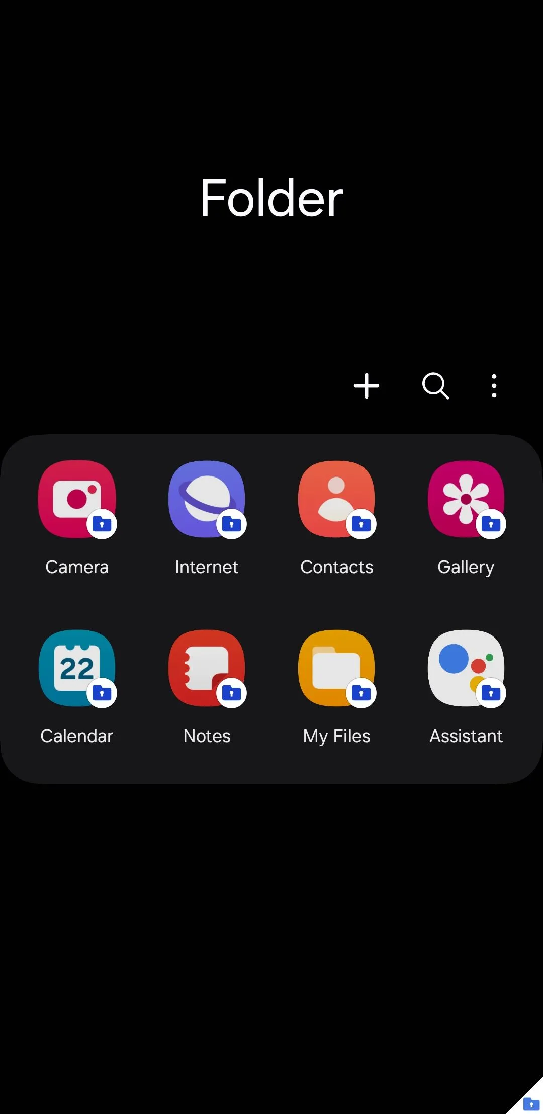 Biểu tượng và giao diện Thư mục Bảo mật Secure Folder trên điện thoại Samsung Galaxy