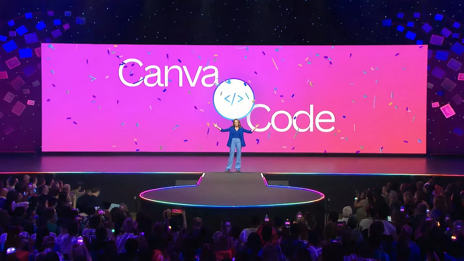 Các diễn giả giới thiệu Canva Code mới tại Canva Create 2025