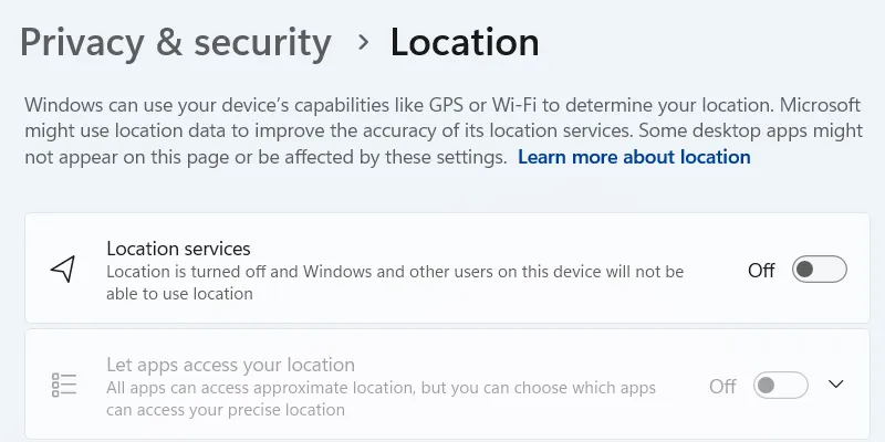 Cách tắt dịch vụ định vị GPS trên Windows 11 để bảo vệ quyền riêng tư cá nhân