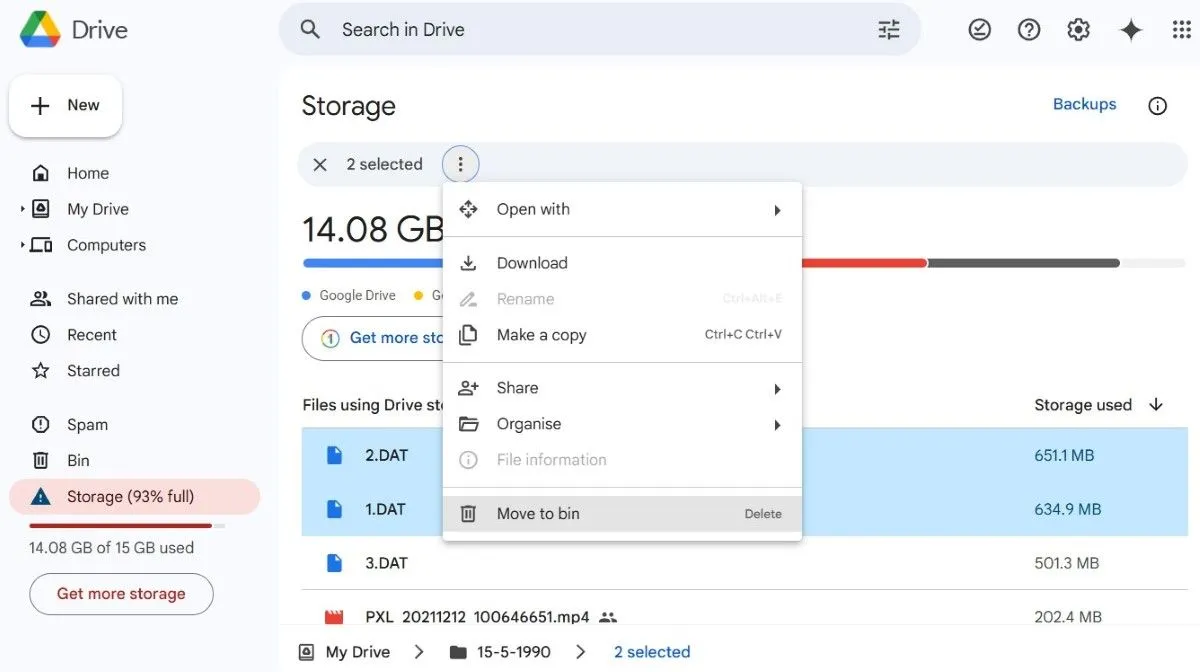 Cách xóa các tệp dung lượng lớn trong Google Drive để giải phóng không gian lưu trữ hiệu quả