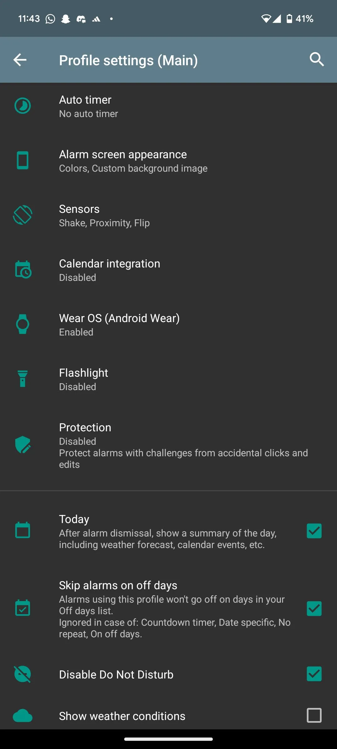 Cài đặt hồ sơ báo thức trong AMdroid, cho phép tùy chỉnh chi tiết âm thanh, khoảng thời gian báo lại, thử thách tắt báo thức và các tùy chọn cá nhân hóa khác.