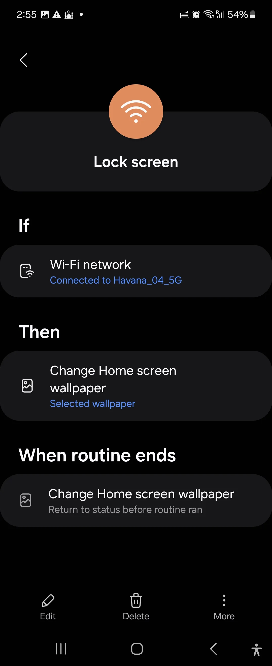 Cài đặt routine thay đổi màn hình khóa trong ứng dụng Samsung Modes and Routines