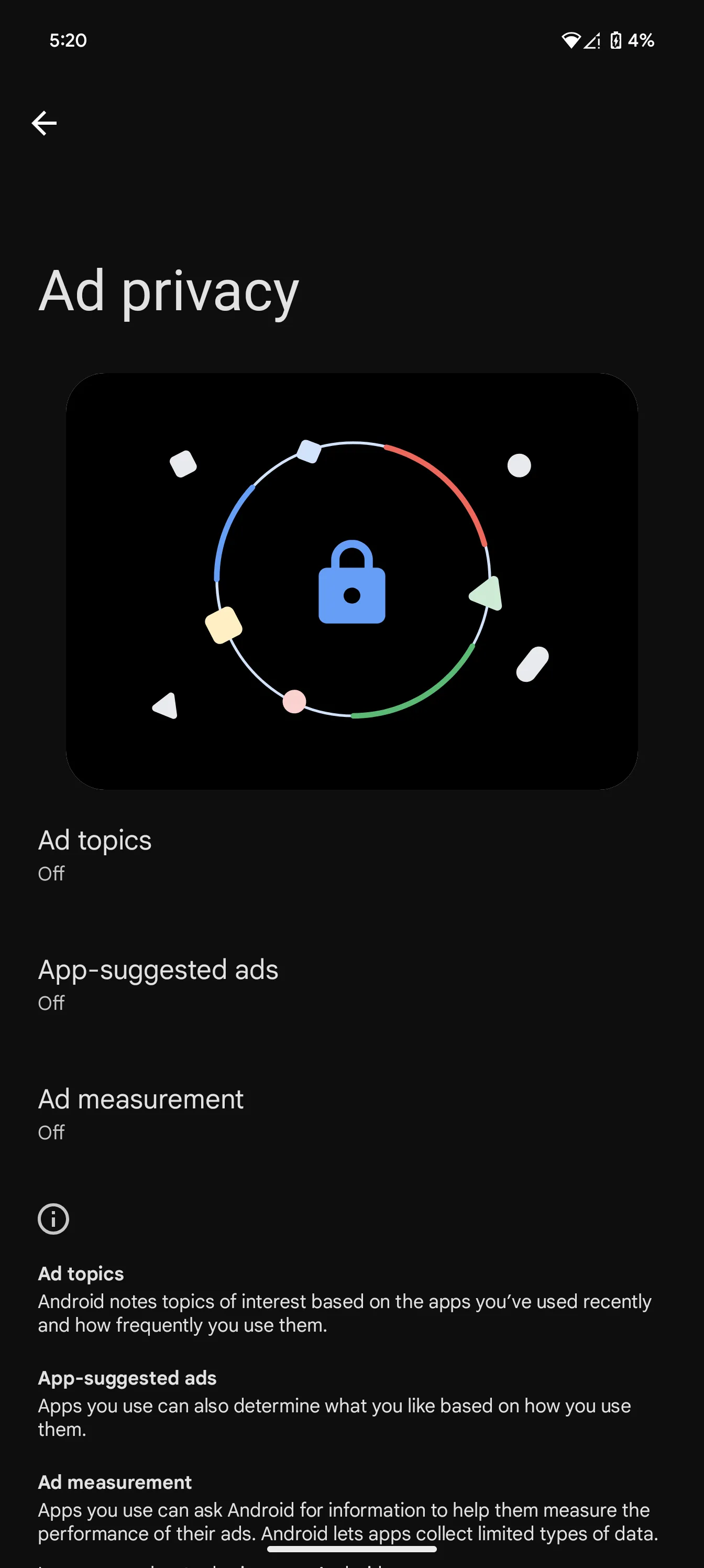 Cài đặt tắt cá nhân hóa quảng cáo trong menu quảng cáo trên điện thoại Android