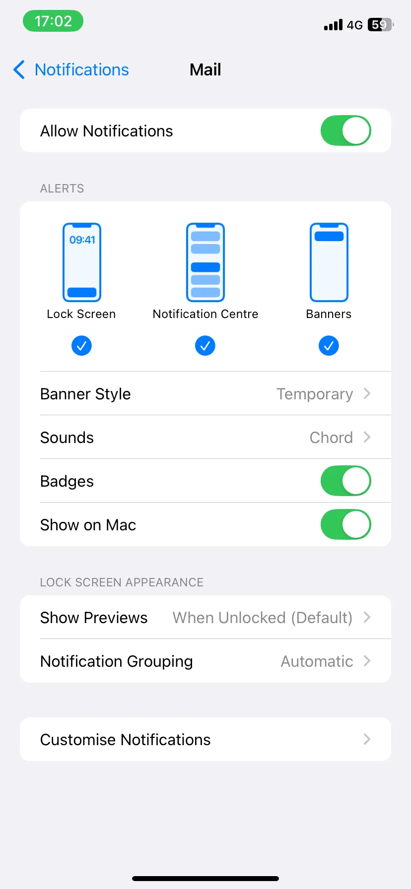 Cài đặt thông báo ứng dụng Mail trên iPhone