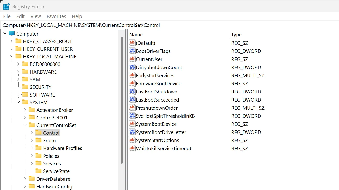 Cài đặt thông số điều khiển NVMe trong Registry Editor của Windows