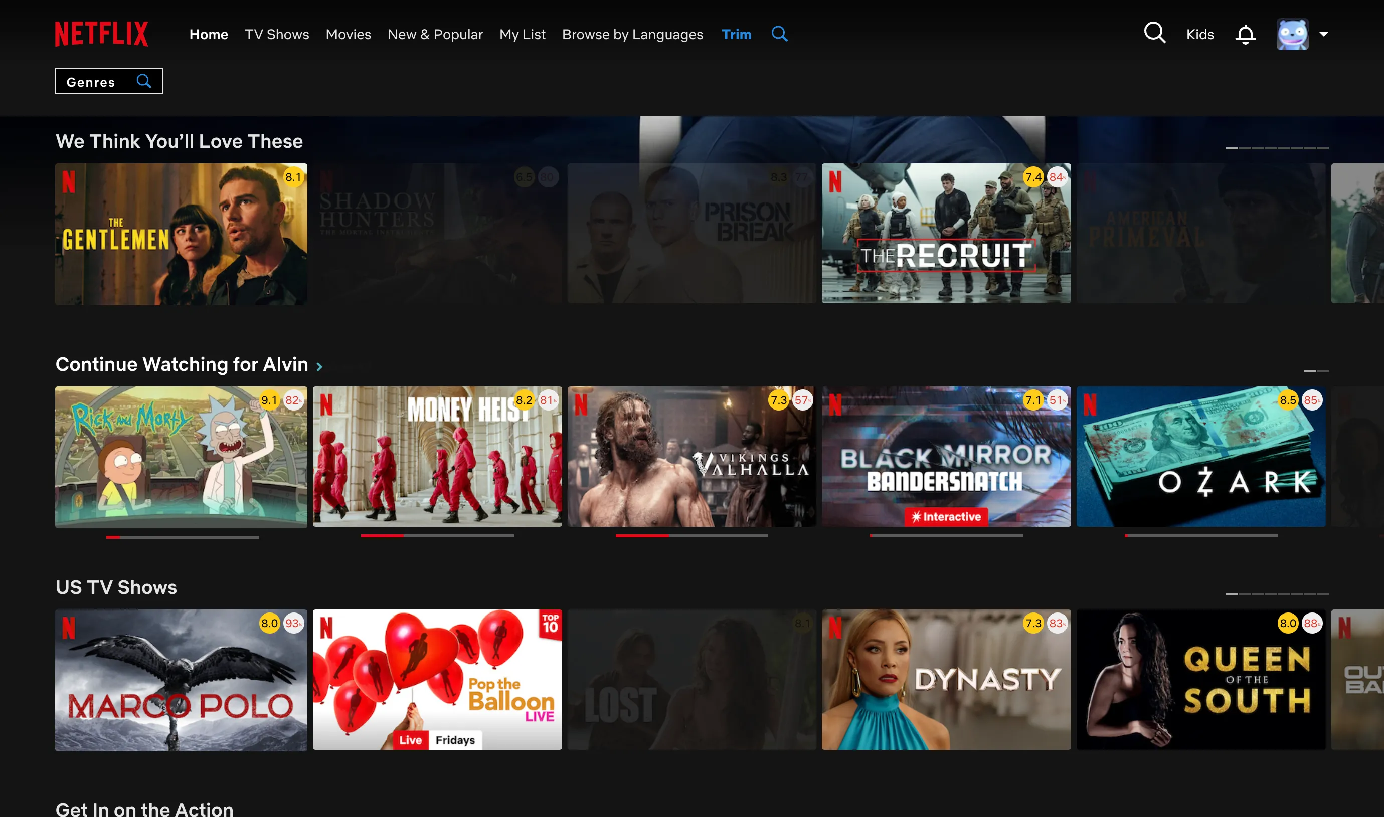 Cài đặt tiện ích Trim cho phép làm mờ các bộ phim Netflix không mong muốn dựa trên điểm đánh giá và năm phát hành