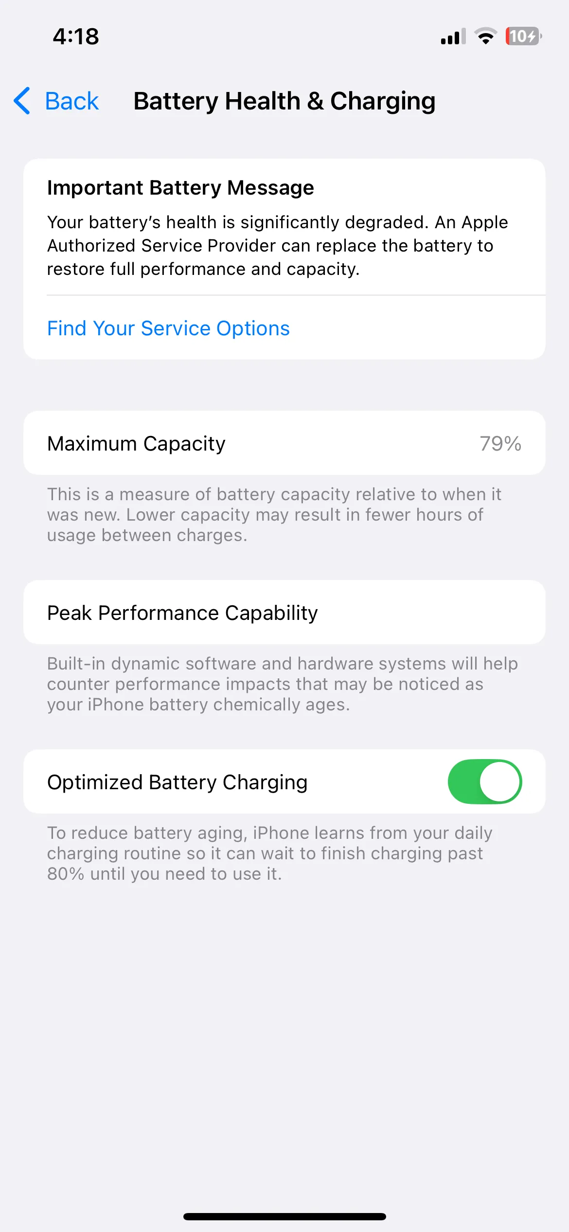 Cài đặt Tình trạng pin và Sạc được tối ưu hóa trên iPhone