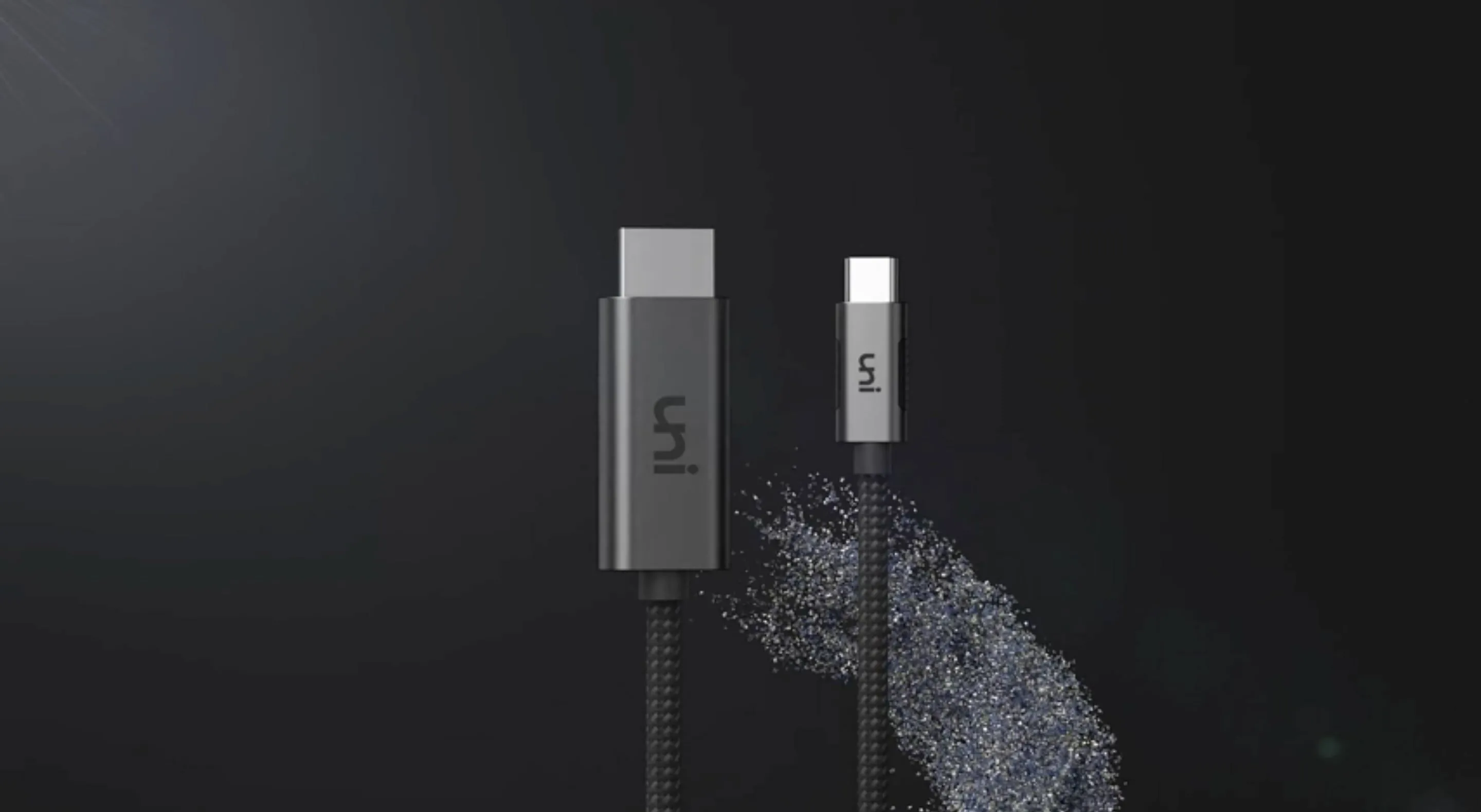 Cáp chuyển đổi USB-C sang HDMI màu đen với hai đầu cắm