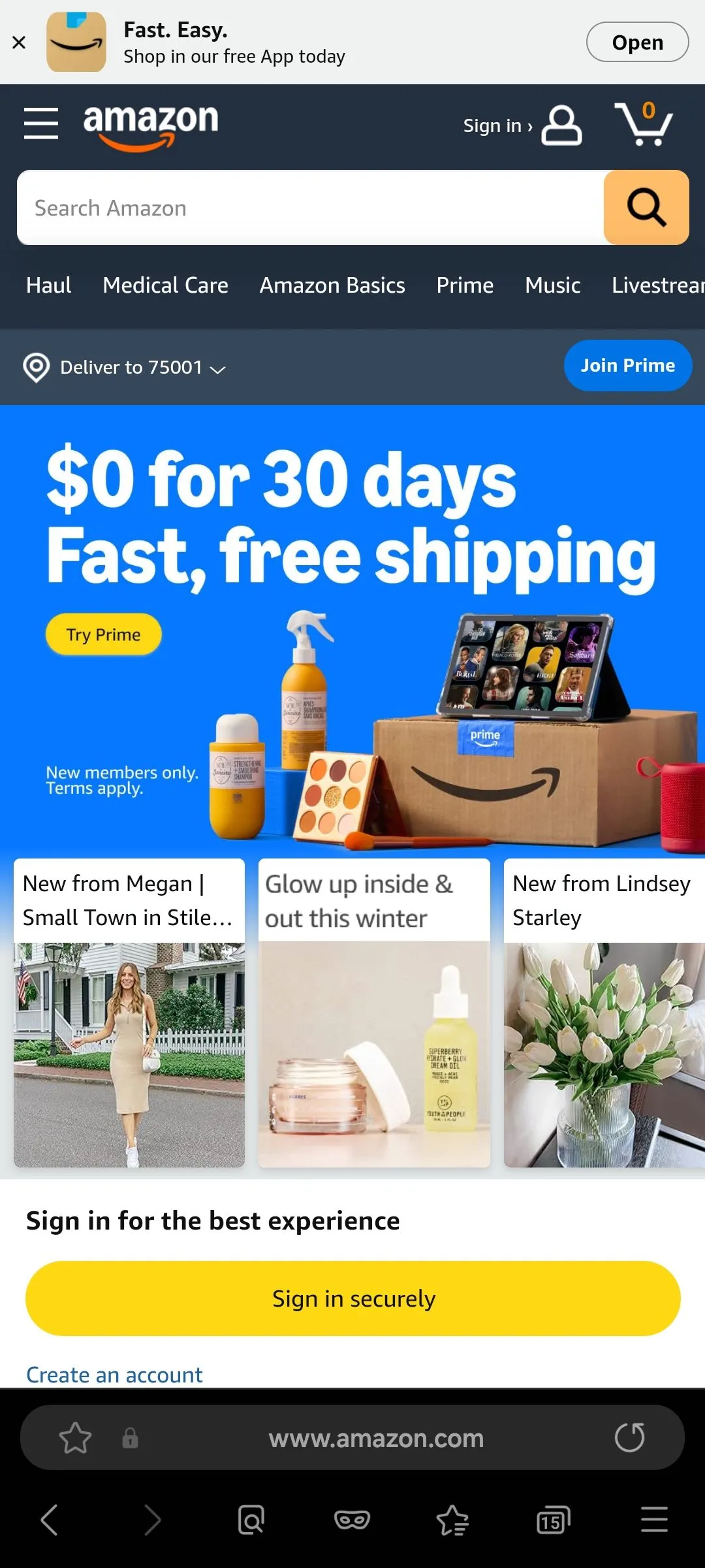 Chế độ xem trang web Samsung Internet trước khi áp dụng chủ đề tối