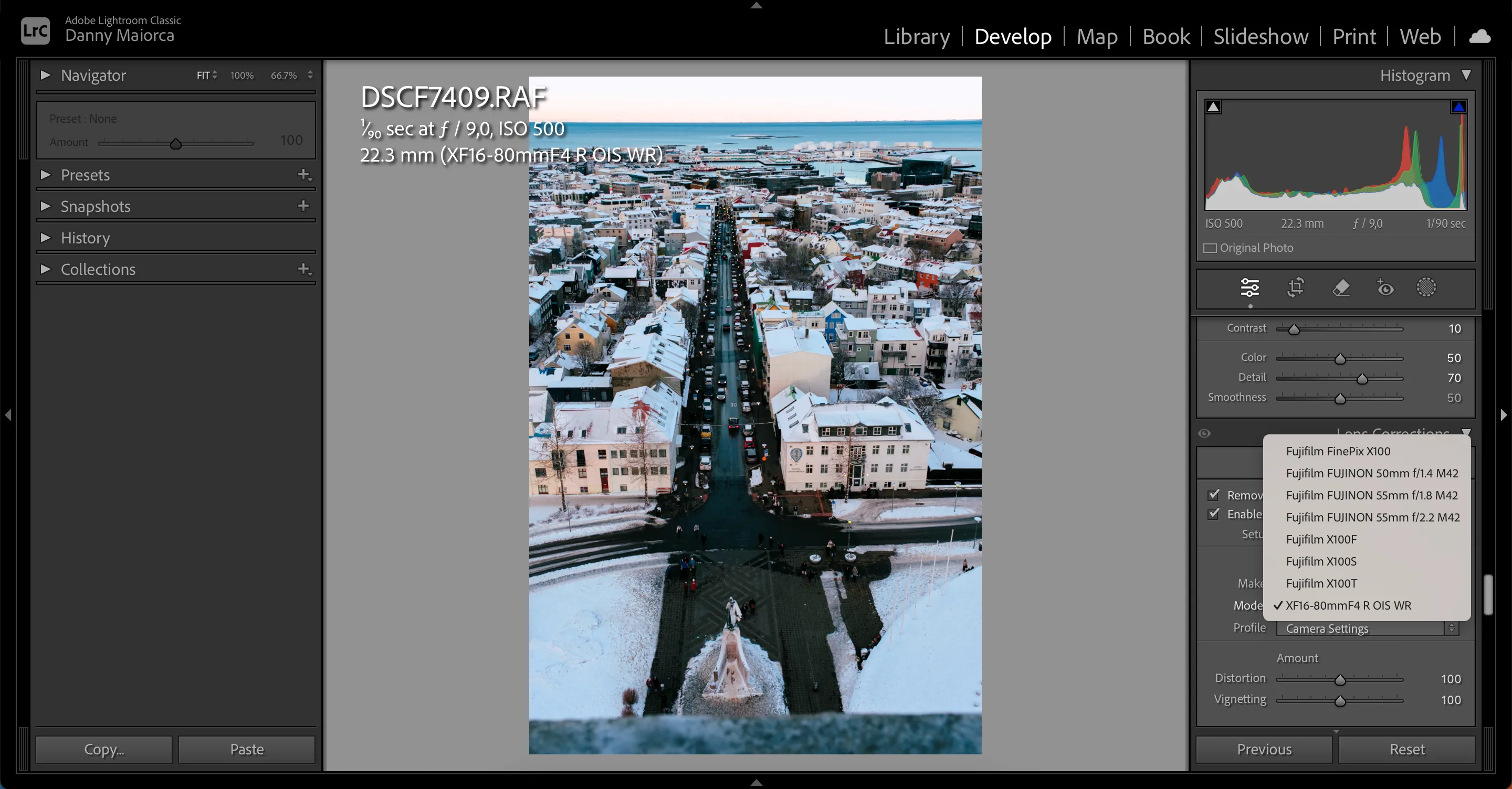 Chỉnh sửa hồ sơ ống kính (lens profiles) trong Lightroom