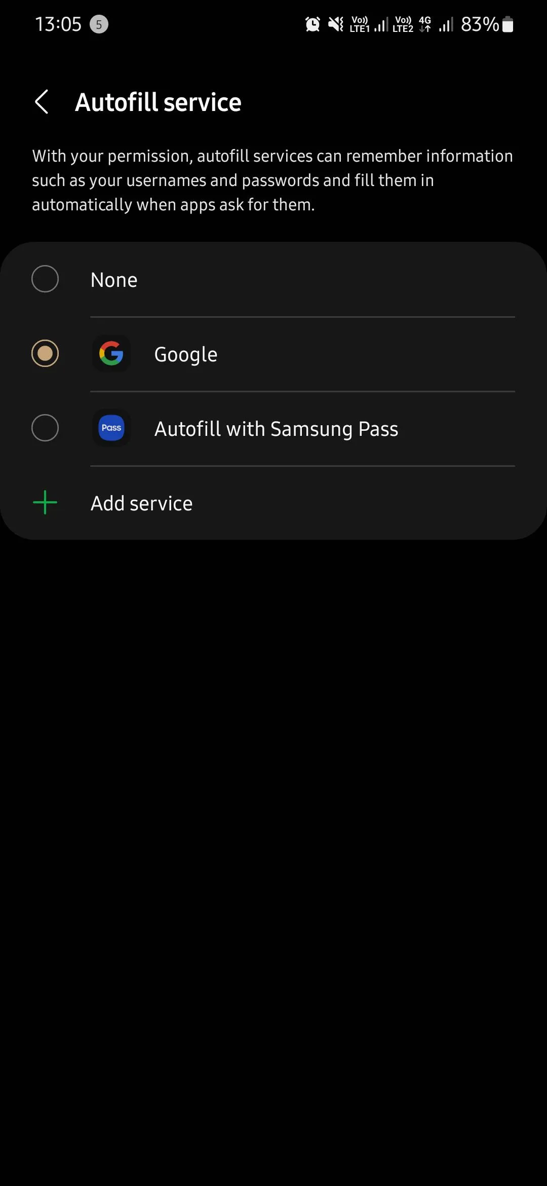 Chọn Google làm tùy chọn tự động điền mật khẩu