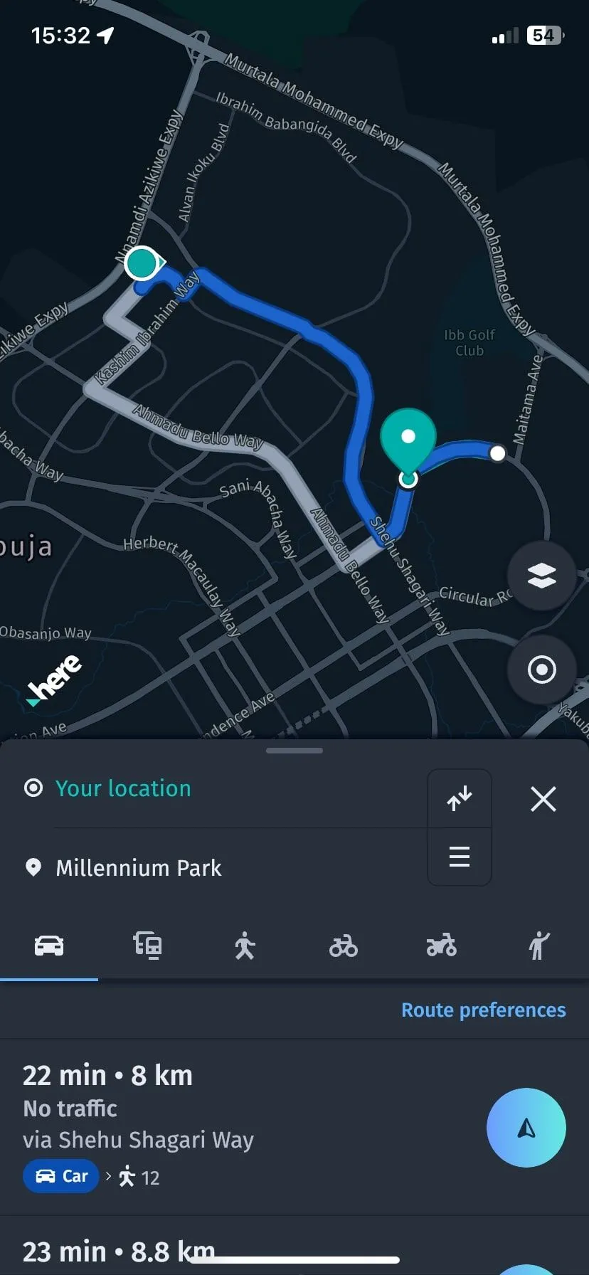 Chức năng dẫn đường ô tô chi tiết trên HERE WeGo ngay cả khi không có mạng