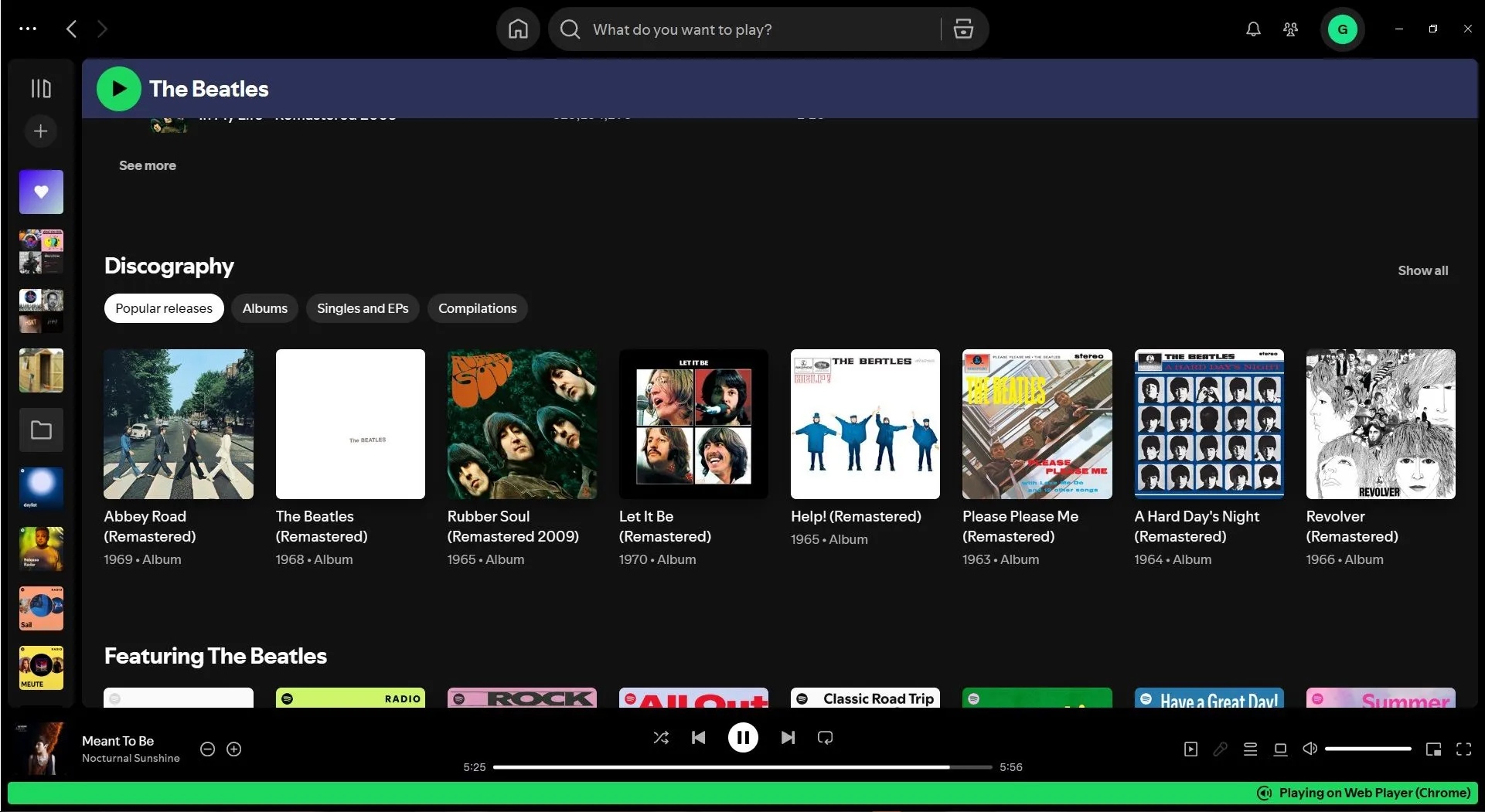 Danh sách đĩa nhạc của The Beatles trên Spotify