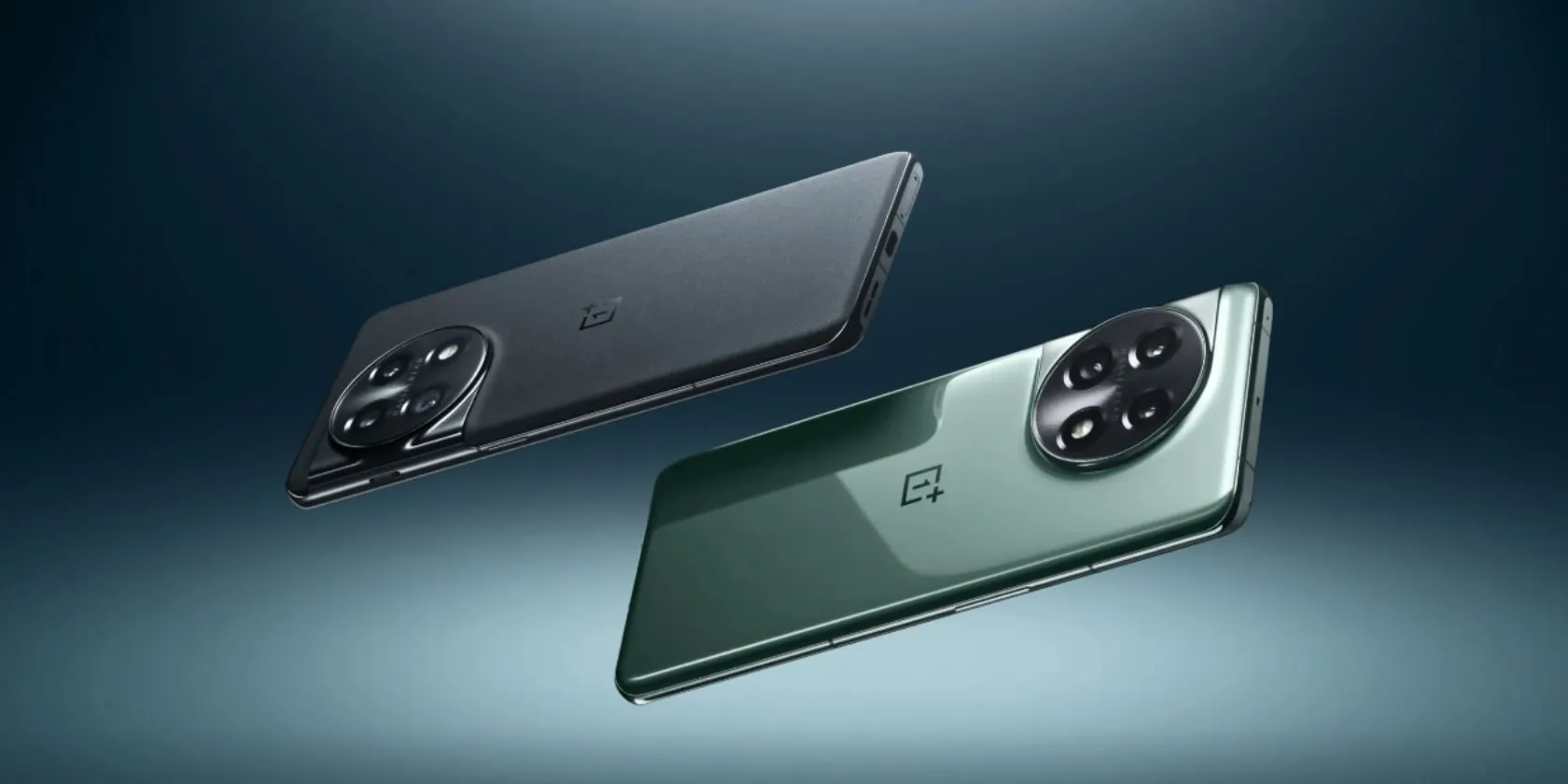Điện thoại OnePlus 11 màu đen Titan và xanh lá Eternal, biểu tượng cho thiết kế hiện đại của OnePlus
