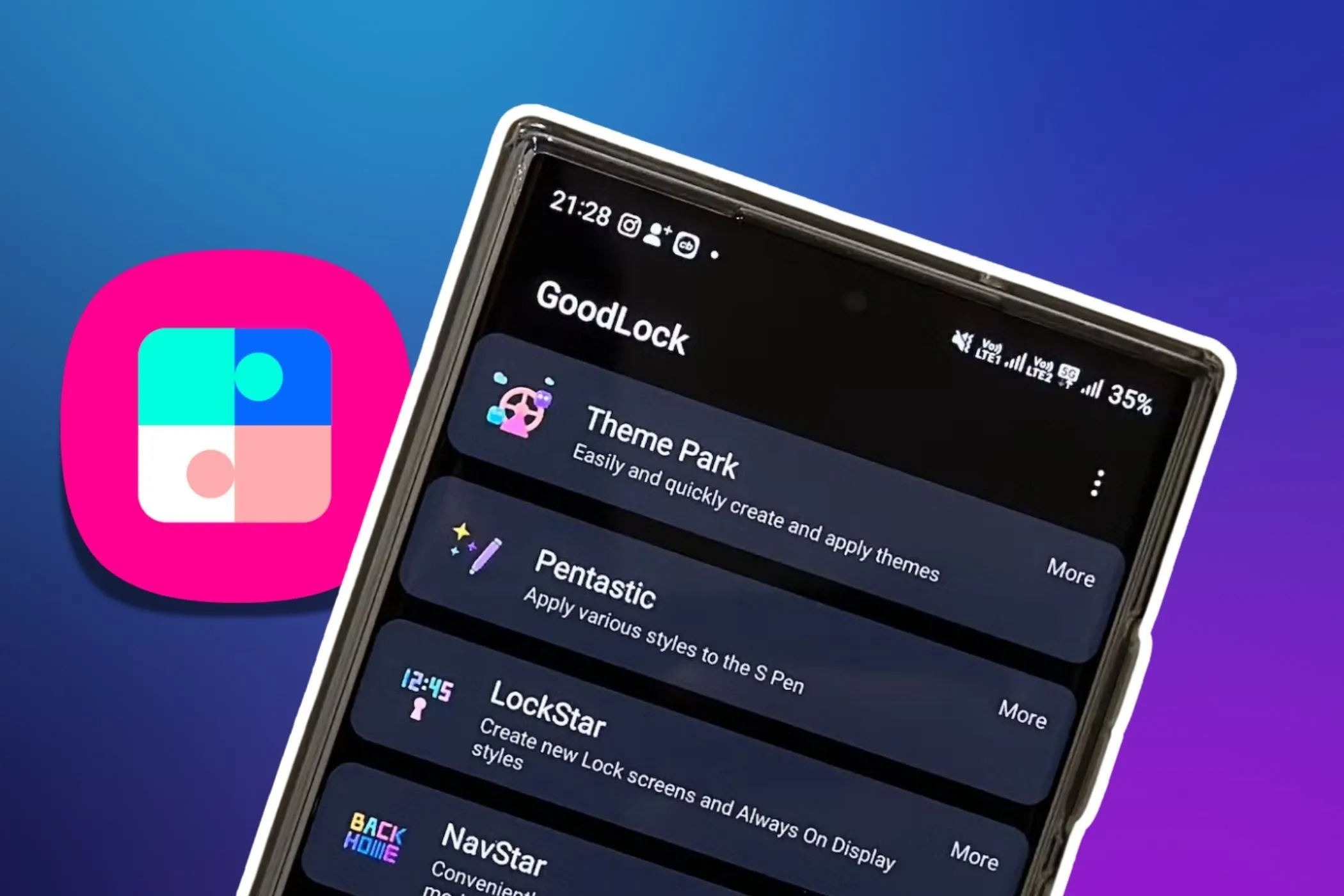Điện thoại Samsung hiển thị ứng dụng Good Lock, giúp bật tính năng lịch sử thông báo nâng cao.
