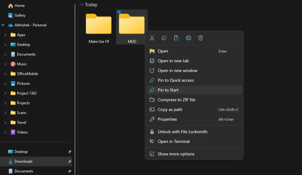 Ghim một thư mục tùy chỉnh vào Start Menu Windows 11 để truy cập nhanh