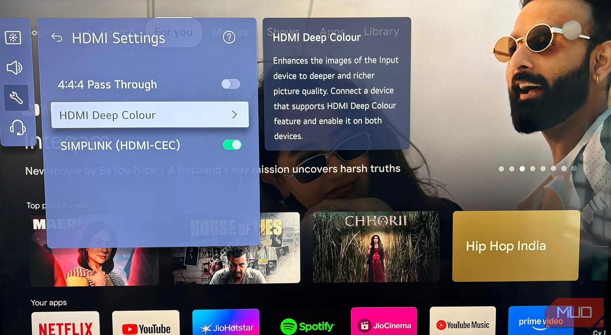 Giao diện cài đặt HDMI Deep Color trên TV LG Smart TV