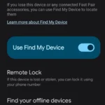 Giao diện cài đặt ứng dụng Tìm thiết bị của tôi trên điện thoại Android