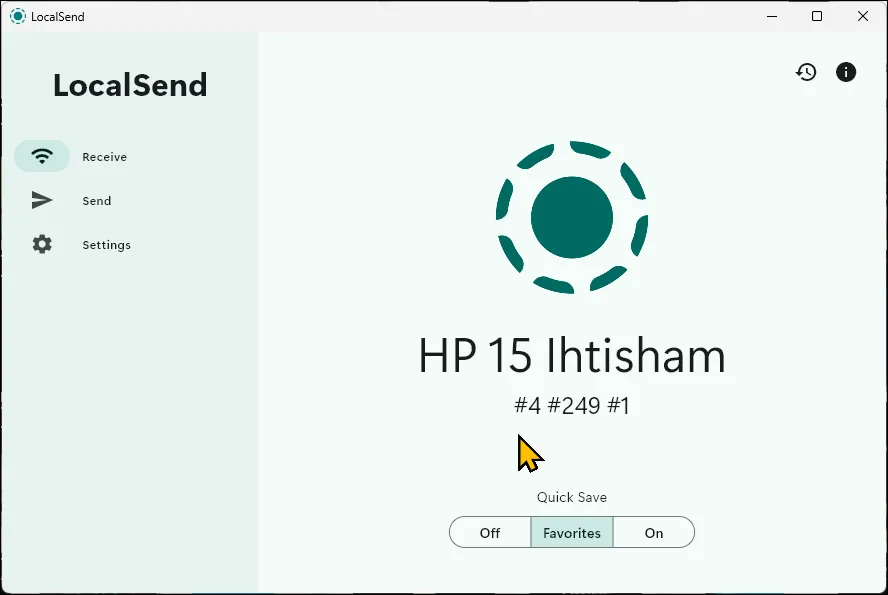 Giao diện chính của ứng dụng LocalSend trên Windows 11