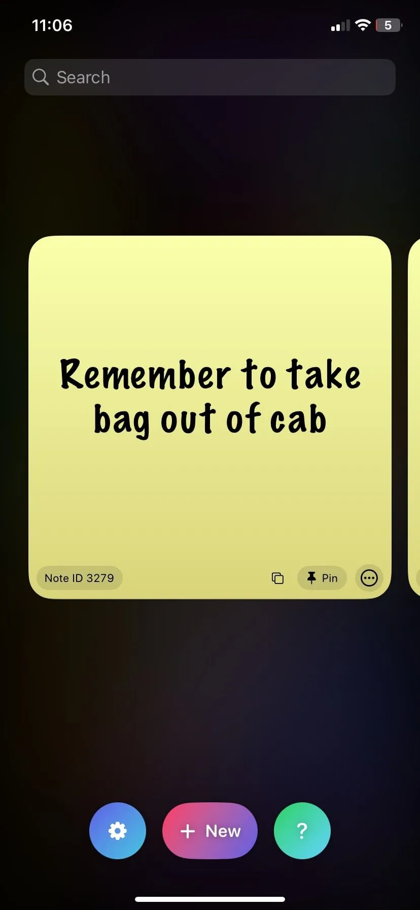Giao diện chính của ứng dụng Sticky Widgets trên iPhone