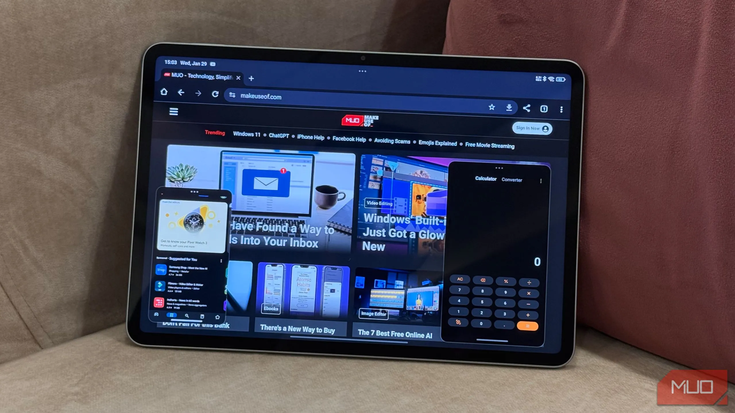 Giao diện đa nhiệm trên Xiaomi Pad 7 với nhiều ứng dụng
