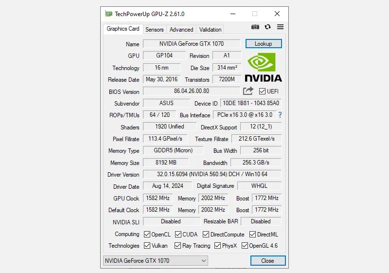 Giao diện GPU-Z hiển thị thông số Default Clock và GPU Clock (Base, Boost) của card đồ họa Nvidia GeForce RTX 3080