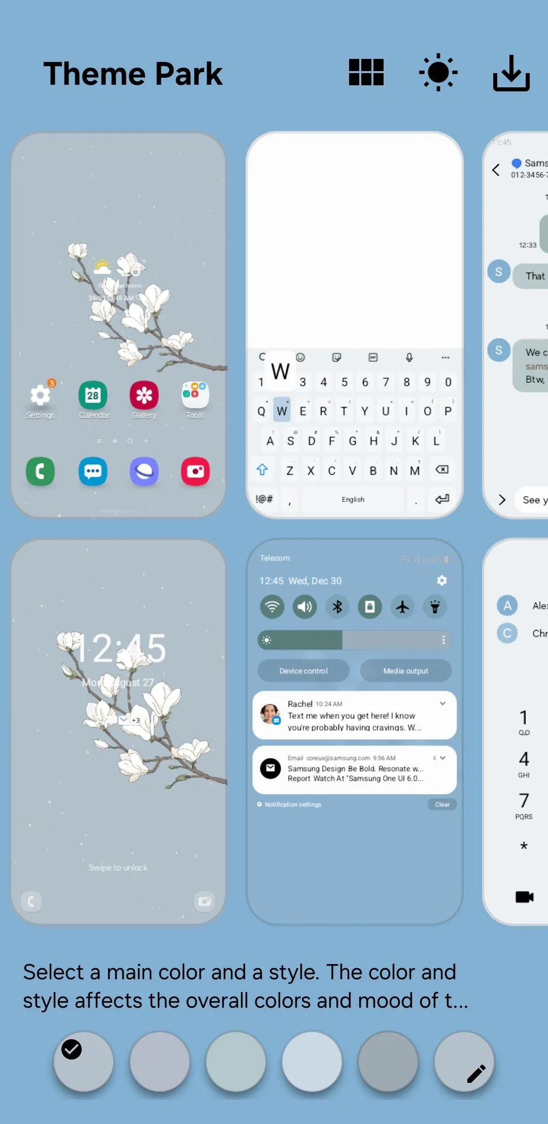 Giao diện module Theme Park trên điện thoại Samsung