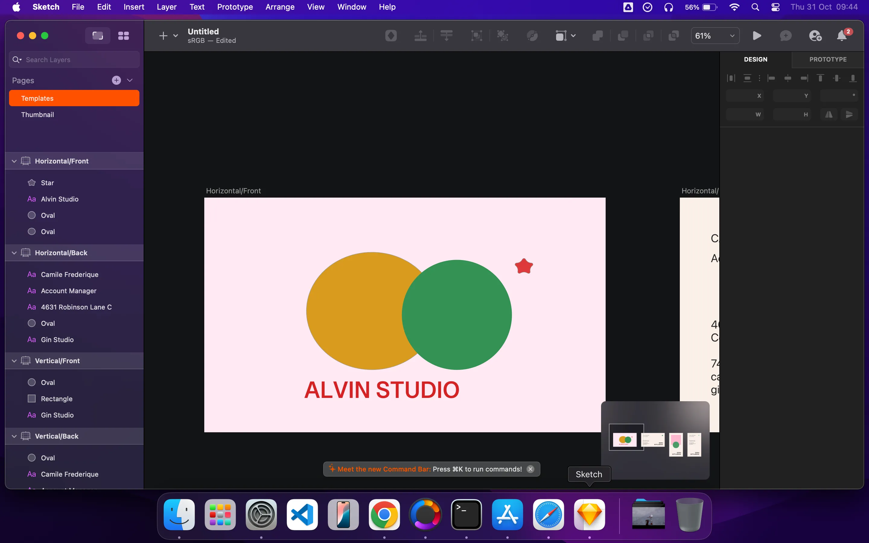 Giao diện Sketch đang hiển thị một thiết kế giao diện người dùng, làm nổi bật khả năng tạo hình ảnh vector và nguyên mẫu.