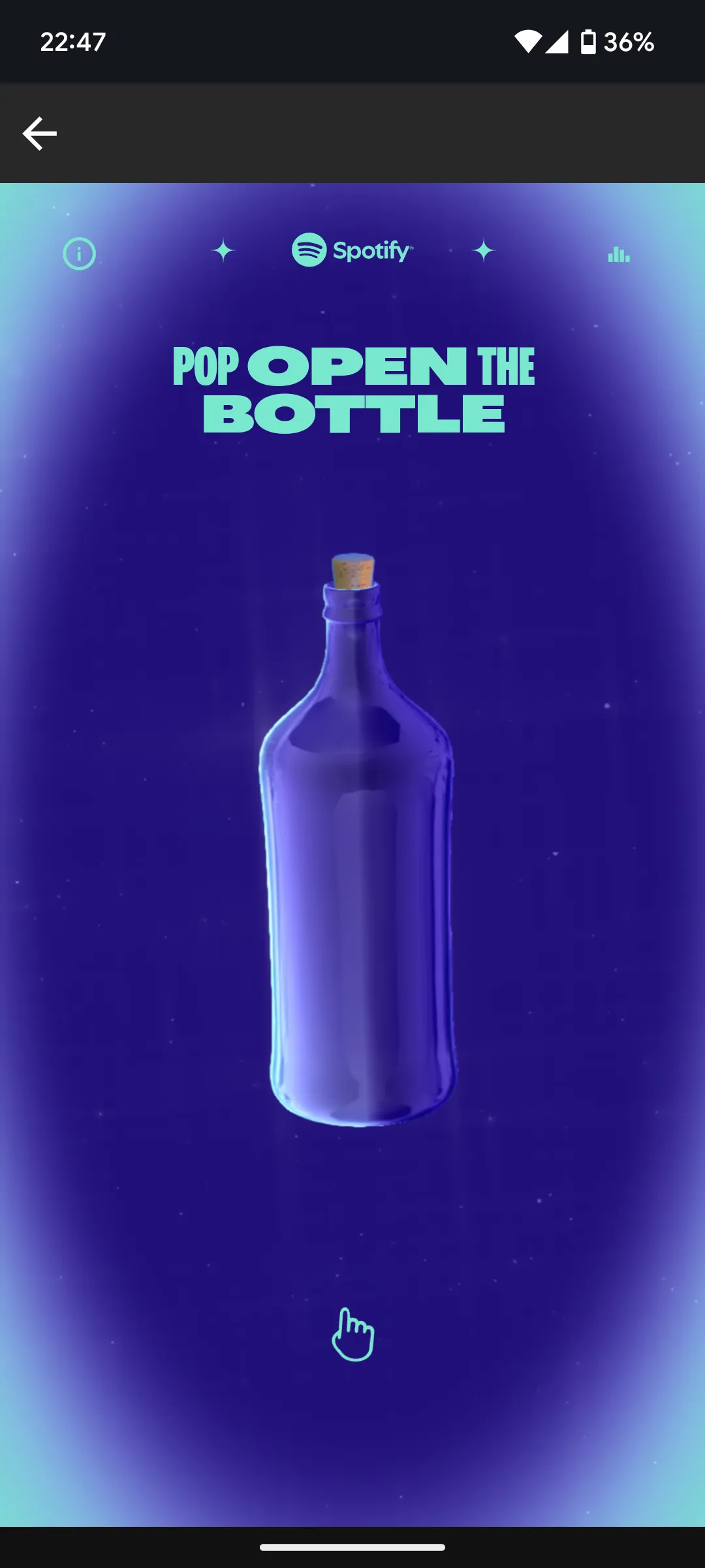 Giao diện thông báo mở Playlist In a Bottle 2024 trên ứng dụng Spotify