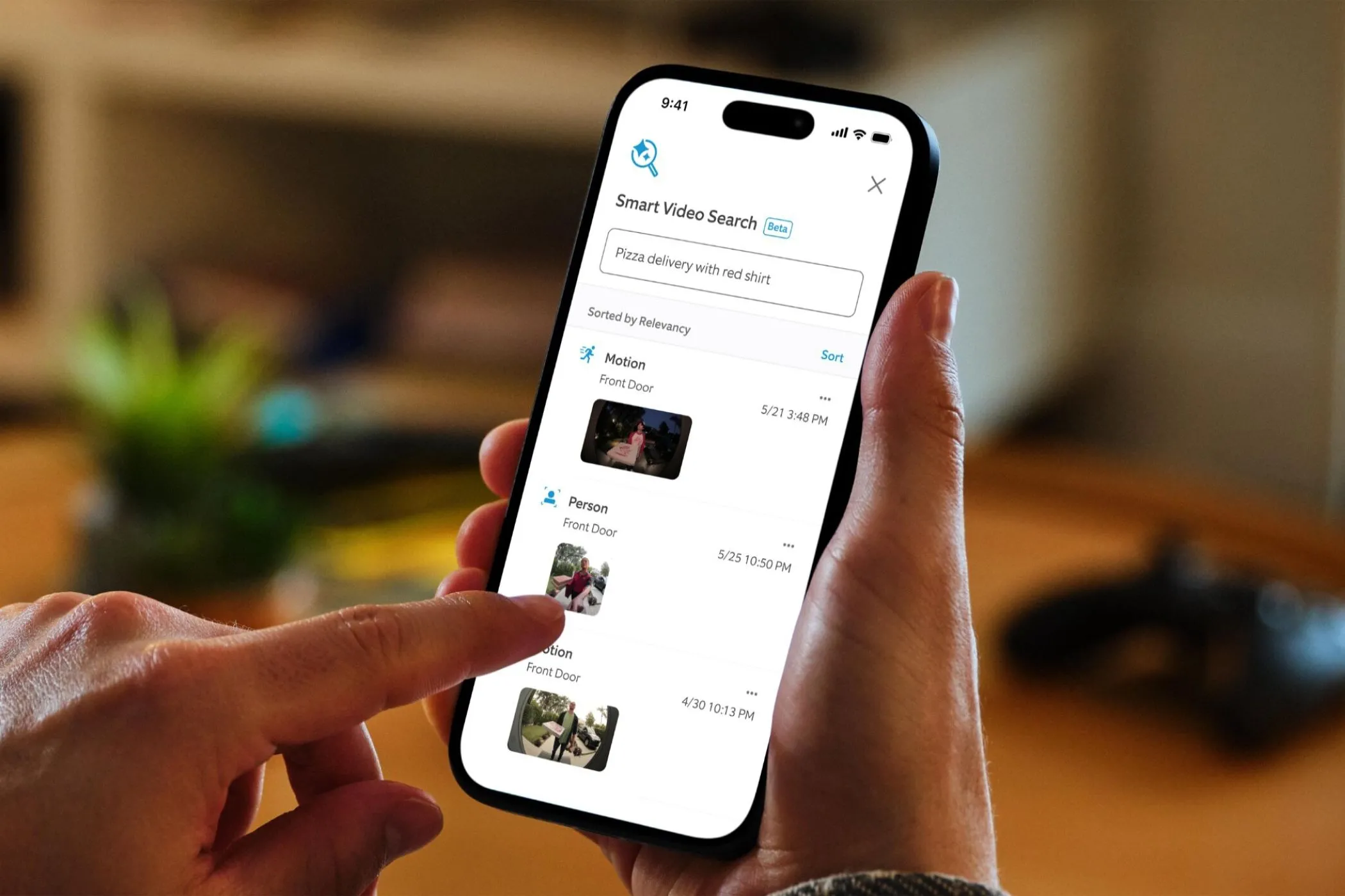 Giao diện tìm kiếm video thông minh của chuông cửa Ring, hỗ trợ giám sát an ninh