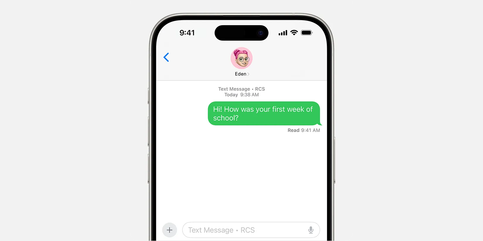 Giao diện tin nhắn RCS trên iPhone 15 chạy iOS 18