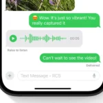 Giao diện tin nhắn RCS trên iPhone hiển thị các tính năng mới